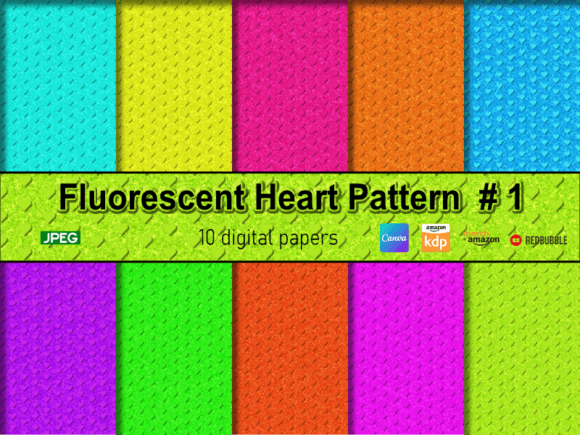 Download Fluorescent Heart Pattern Background #1 - Round Collection