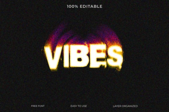 Download Vibes Blurry Text Effect Style PSD - Style Collection