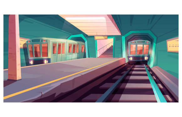 Download Metro Station, Arriving Train to Empty Subway Platform from an Underground Tunnel - Round Collection