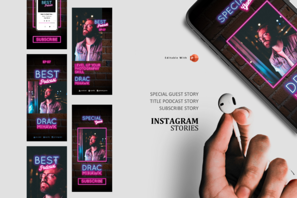 Download Podcast Template Neon Style Story Post - Style Collection