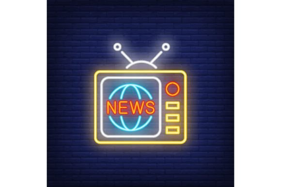 Download Retro TV Neon Sign. Glowing Neon TV Set - Neon sign Collection