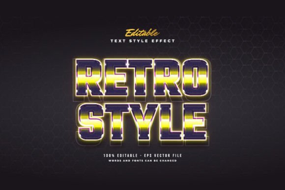 Download Yellow Retro Text Style with Neon Effect - Style Collection
