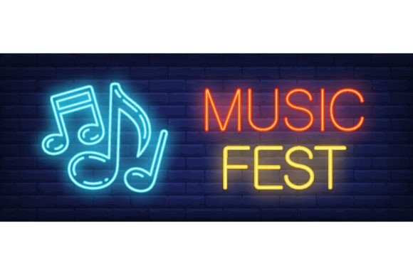 Download Music Fest Neon Sign. Glowing Inscriptio - Neon sign Collection