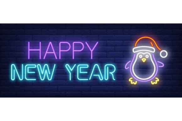Download Happy New Year Neon Sign. Glowing Inscri - Neon sign Collection