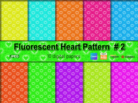 Download Fluorescent Heart Pattern Background #2 - Round Collection