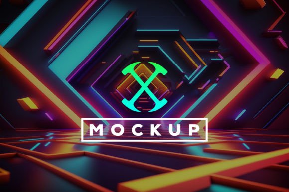 Download Logo Mockup with Neon Tunnel Background - Round Collection