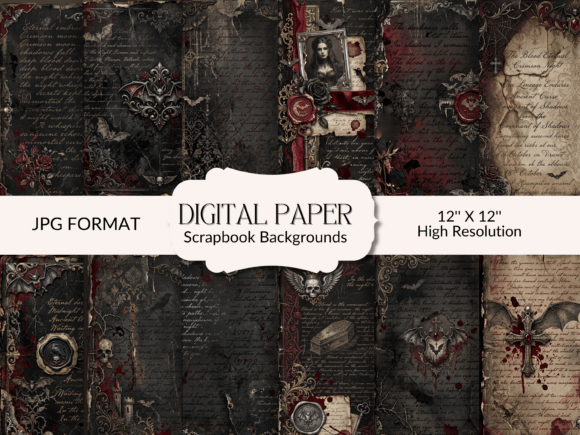 Download Gothic Distressed Digital Paper - Digital Collection