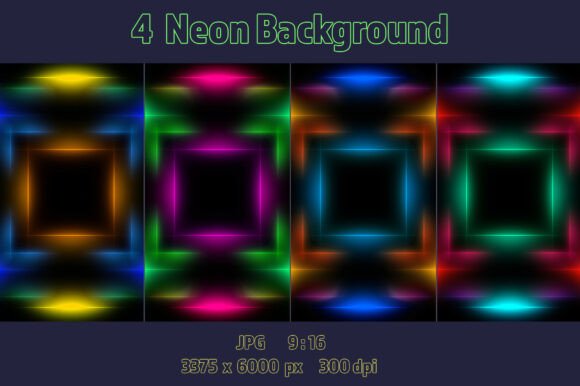 Download 4 Vertical Neon Glow Backgrounds - Round Collection