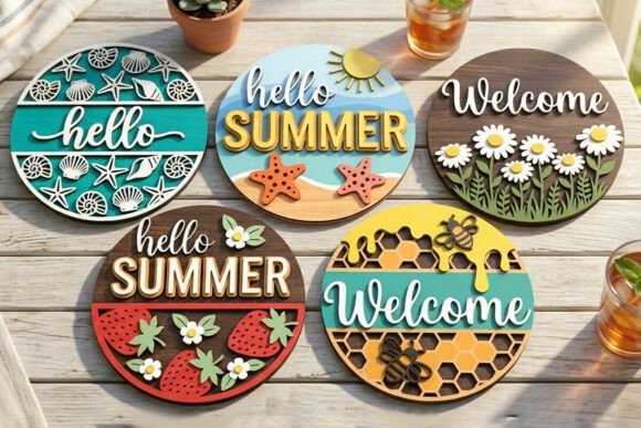 Download Summer Round Sign Laser Cut Bundle - Round Collection