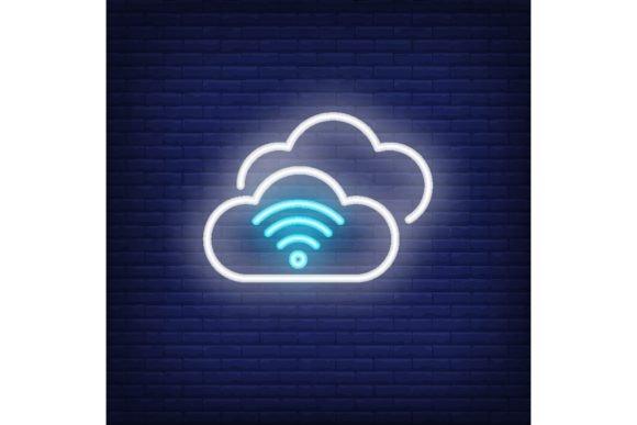 Download Cloud Computing Neon Sign. Wifi, Communi - Neon sign Collection