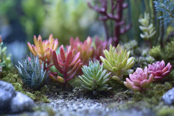 Download Artificial Succulent Plants Background - Round Collection