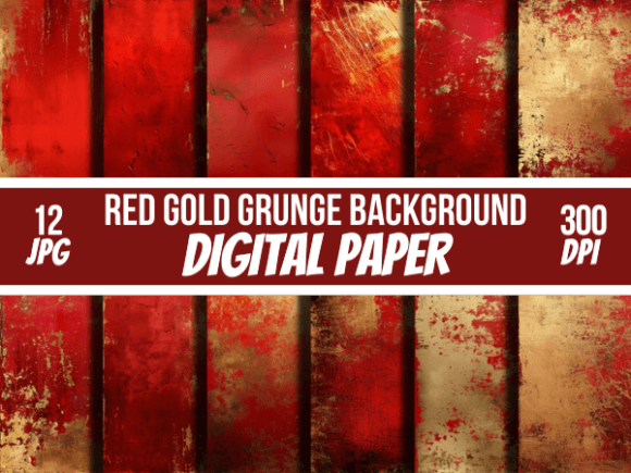 Download Red &amp; Gold Grunge Backgrounds Textures - Round Collection