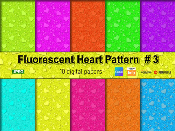 Download Fluorescent Heart Pattern Background #3 - Round Collection