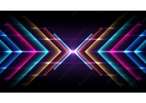Download Neon Chevron Geometric Lines Background - Round Collection