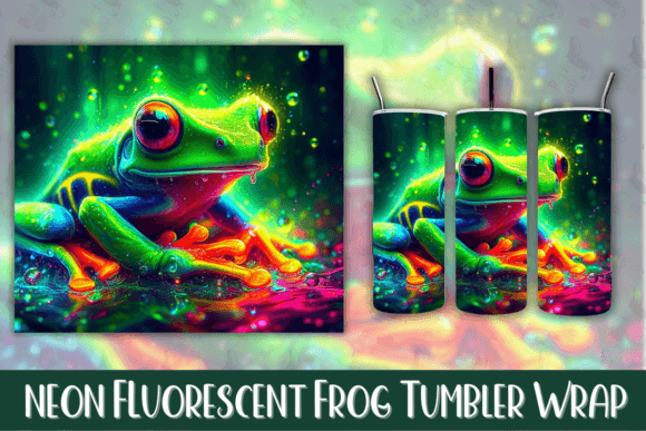 Download Neon Fluorescent Frog 20oz Tumbler Wrap - Fluorescent Collection
